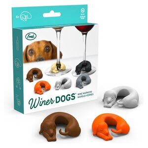 Genuine Fred Winer Dogs Wine Markers Drink Marker Set of 6 NEW Dachshund